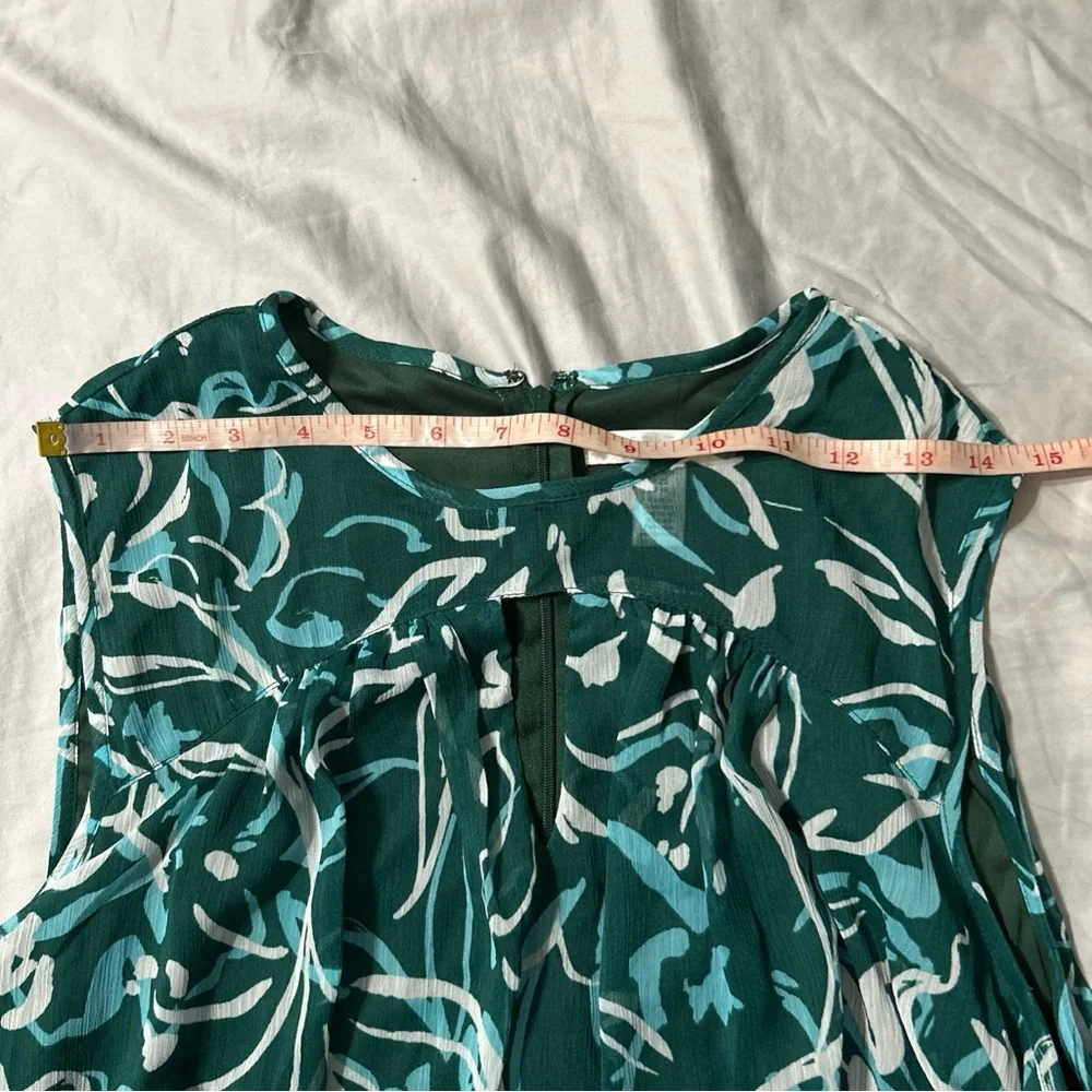 London Times dressSmocked waist Yoryu sleeveless green print | Size 18W | NWT|D2
